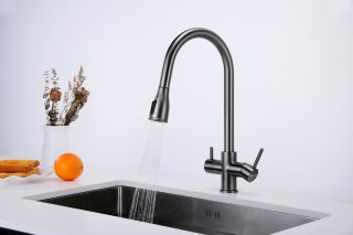 Смеситель для кухни Paulmark Lange La214212-GM воронёная сталь